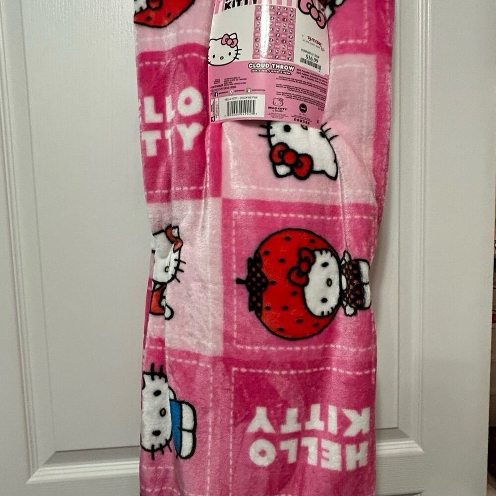Hello Kitty NWT Color Me Pink Strawberry throw blanket
